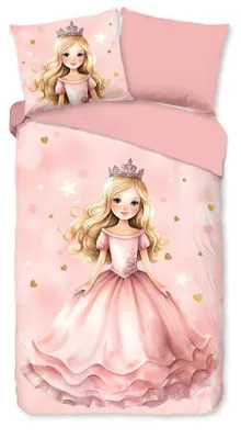 Productafbeelding van Good Morning Kinderdekbedovertrek "Amelie" - Roze - (140x220 cm) - 100% Katoen