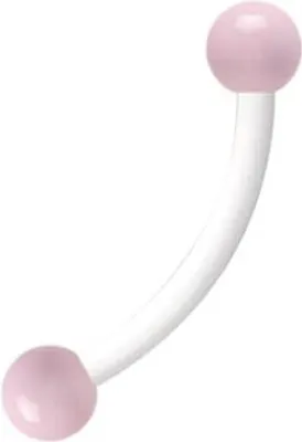 Immagine prodotto di Piercing al sopracciglio in Bioplast bianco con sfere in acciaio inossidabile smaltate rosa chiaro da 3 mm - F-EBBBN.WH.LRO 1,2 mm - 8,0 millimetri