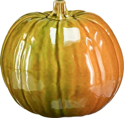 Produktbild von Deko Keramik Kürbis Grün 17,5 cm Herbst Tischdekoration Wohnzimmer