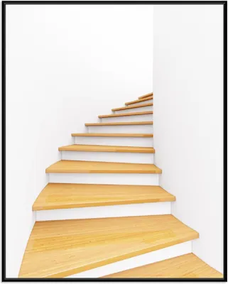 Produktbild von Wallario Wandbild Wendeltreppe aus hellem Holz, Größe: 40,30 x 50,30 cm, Poster mit schwarzem Aluminiumrahmen