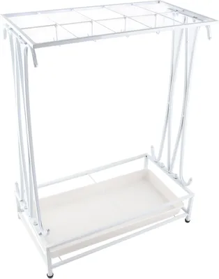 Obrázek produktu pro Stojan na deštníky Iron s odkapávací miskou 10 háčků 8 háčků Stojan na deštníky pro domácí hotel Lobby White