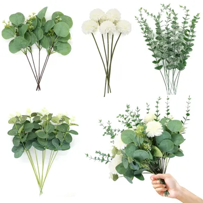 Produktbild von Künstlicher Eukalyptus (30 Stück), wiederverwendbare künstliche Pflanze, getrockneter Eukalyptus zur Dekoration von Hochzeiten, Gärten und Büros, pflegeleicht.