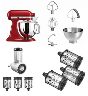 Produktbild von KitchenAid 5KSM175PS mit Gemüseschneider und 3 Zusatztrommeln