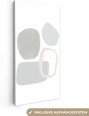 Produktbild von MuchoWow® - Leinwandbilder - Linienkunst - Abstrakt - Pastell, Wandbild, Wanddeko Bilder Wohnzimmer, 40x80 cm