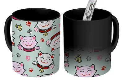 Obrázok produktu pre KitchenYeah® Magický hrnček Magický hrnček Magická mačka - Domáce zvieratá - vzor 350 ml Hrnček na zmenu farby Nápad na darček - Magický hrnček - Foto hrnček - Keramické hrnčeky - Obrázky - Šálka na kávu - Hrnček na nápoje