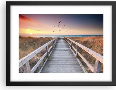 Produktbild von Gerahmtes Poster - Schwarzer Rahmen - Eintrag auf der Strand - 40x30 cm - Wand Bild - Wanddeko - Wandbilder - Kunstposter - Wandposter - Bilderrahmen - Bilder - Kunstdruck - P2BAA40x30-4647