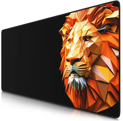 Zdjęcie produktu dla Podkładka pod mysz do gier Titanwolf XXL, 900 x 400 x 3 mm, podkładka na biurko, zmywalna, antypoślizgowy spód, szybkość i precyzja, Polygon Lion