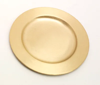 Produktbild von Kerzenteller, Dekoteller Messing Gold matt satiniert, Innen Ø 9 cm, Außen Ø 14 cm für Kerzen