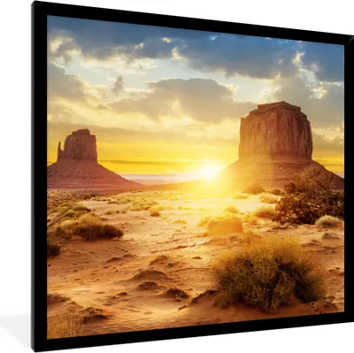 Produktbild von MuchoWow® Gerahmtes Poster Sonnenuntergang - Felsen - Landschaft - Horizont 40x40 cm - Poster mit Schwarzem Bilderrahmen Wandposter Rahmen Foto Bilder - Mit Rahmen - Wanddekoration Schlafzimmer