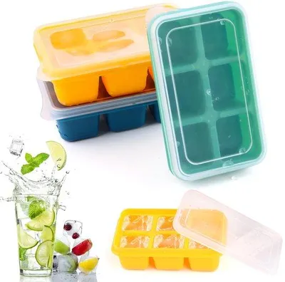 Produktbild von Ibenzoa® 3er-Set Silikon-Eiswürfelformen mit Deckel – stapelbar & spülmaschinenfest, ideal für Cocktails, Whisky, Wein & Fruchtpürees