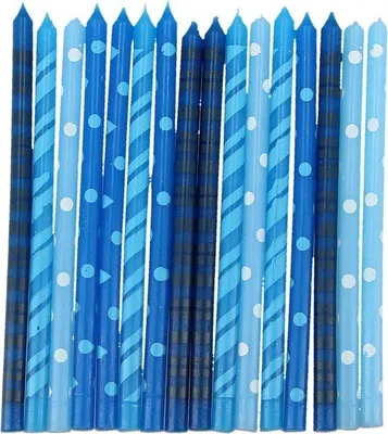 Immagine prodotto di Candele di compleanno blu per la torta 13x6x2 cm - 16 pezzi