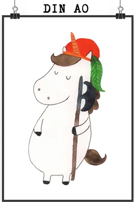 Produktbild von Mr. & Mrs. Panda Bild Einhorn Junge DIN A0 - Weiß - Geschenk, Plakat, Einhörner, Deko, Wanddekoration, drucke, Wandbild, Unicorn, Bube, Mittelalter