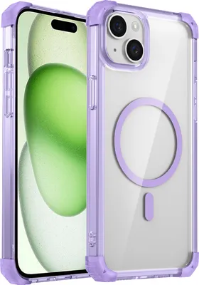 Image de Coque magnétique pour iPhone 14 Plus / 15 Plus compatible avec MagSafe, étui transparent antichoc, protection militaire Violet