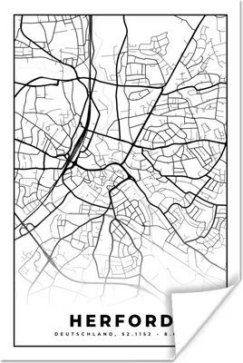 Obrázok produktu pre MuchoWow® Plagát - Mapa - Herford - Mapa mesta - 80x120