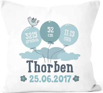 Produktbild von personalisierbares Kissen zur Geburt, Geburtskissen, Namenskissen Geschenk Geburt Baby SpecialMe® weiß unisize