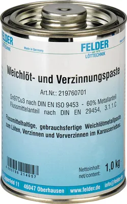 Produktbild von Felder Weichlöt- / Verzinnungspaste S-Sn97Cu3 - 219760701