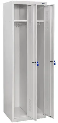 Zdjęcie produktu dla UHL-MASH Szafa Metalowa Ubraniowa SOM-250/2 Dwudrzwiowa 180x50x50cm Socjalna BHP Pracownicza Szkolna Do szatni Klucz Otwory wentylacyjne Szara