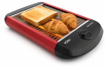 Flachbrot-Toaster 900 W, 12 Stufen, Krümellade, Brötchenaufsatz