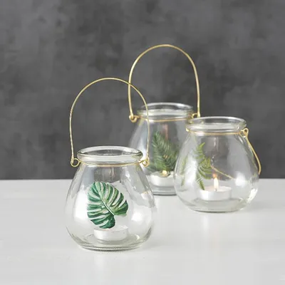 Produktbild von Boltze Gruppe Leaf Windlicht sortiert 10 cm (1 Stück)