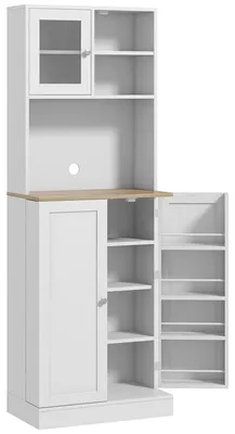 Produktbild von Mikrowellenschrank mit offenen Regalen und Gewš¹rzregal, 60 x 35 x 169 cm, wei?