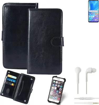 Produktbild von K-S-Trade 360° Hülle kompatibel mit Huawei Y9s inkl. Headphones schwarz Kunstleder Case BookCase WalletCase Kunstlederederhülle Handyhülle,