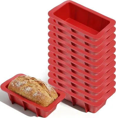 Produktbild von Mini Rechteckige Backformen aus Silikon - Antihaft - für Brot & Torte (Rot)