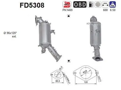 Produktbild von AS FD5308 Dieselpartikelfilter Rußpartikelfilter DPF für LAND ROVER Discovery Sport (L550) Abgasanlage Diesel