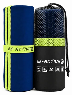 Produktbild von Mikrofaser Handtuch 130x80 cm Badetuch Strandtuch Schnelltrocknend Mikrofaser Reisehandtuch Sporthandtuch dunkelblau-limette