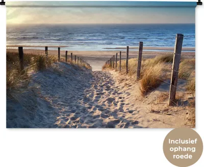 Produktbild von MuchoWow® Wandteppich Wandbehang Strand - Meer - Niederlande - Dünen - Sonne 150x100 cm Tapisserie Dekoration Wandtuch - Waschbar - Tapisserien - Wand-Decke