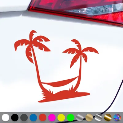 Produktbild von PantherPixel Palmen Aufkleber Insel Reisen Camping Strand Urlaub Sticker Auto Geschenkidee Farbe Rot