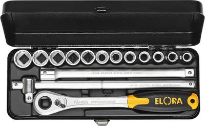 Produktbild von Elora Steckschlüssel-Satz 1/2", Zwölfkant, 15-teilig 10-22 mm, ELORA-770-LKMU