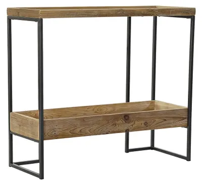 Konsole, rechteckig, schwarz, Metall/Fichtenholz, 90x35x80 cm