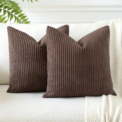 Produktbild von Kissenbezüge, Cord, Set, 2 Stück, dekorative Kissenhüllen, für Sofa, Wohnzimmer, 60 x 60 cm, braun