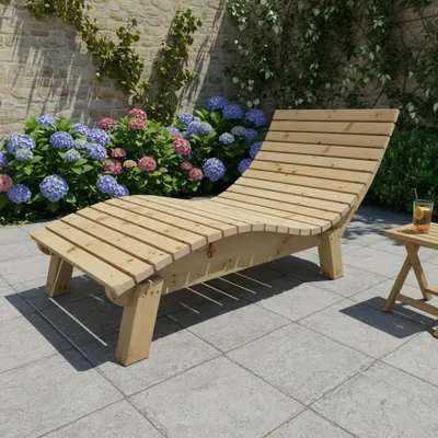 Produktbild von Gartenliege Relaxliege "Liege-Franzi" (Zirbe) Breite 90cm Einstiegshöhe 40cm mit Füßen
