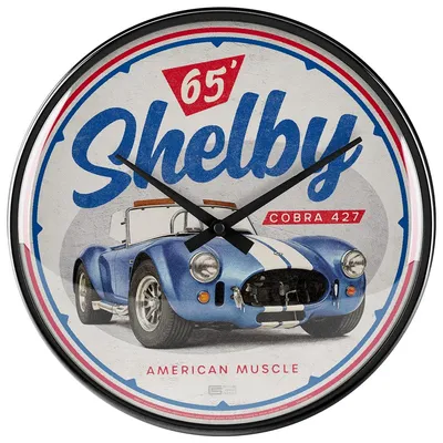 Retro Wandklok Ø 31 cm, Shelby Cobra 427, Analog, Vintage