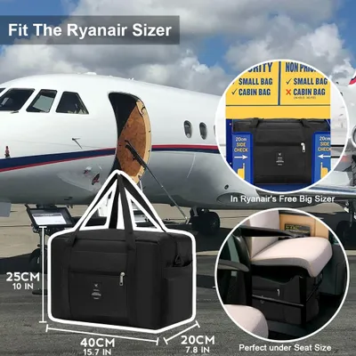 Produktbild von AKKEE Faltbare Reisetasche Weekender, Easyjet-Handgepäck 40x20x25 cm, 20L, unter dem Sitz platzierbar, für Sport & Camping, Polyester-Nylon, spart Übergewichtsgebühren