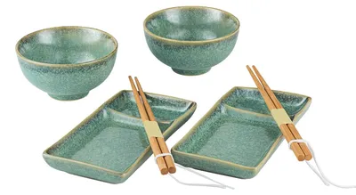 Imagen del producto de Solidchoice: Set de vajilla japonés para sushi, con 2 platos y cuencos