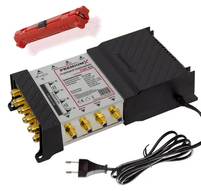 Produktbild von PremiumX Multischalter Set 9/8 SAT Multiswitch 2 SAT 8 Teilnehmer Abisolierer