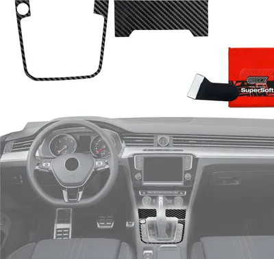 Image de Films de protection 2 en 1 Grizz Protector pour console centrale - Volkswagen Passat B8 Alltrack (2014-2023) Aspect carbone brillant