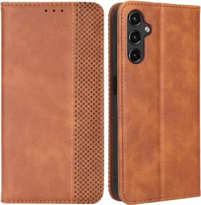 Produktbild von Samsung Galaxy A14 Hülle - Coverup Vintage Style Klapphülle - Braun