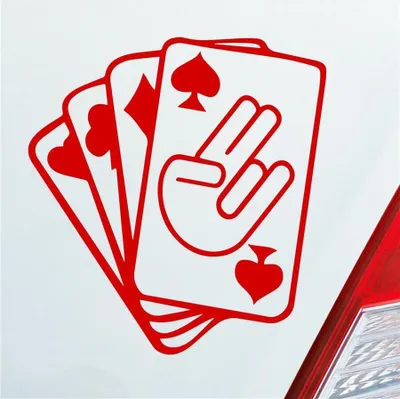Produktbild von Auto Aufkleber Spielkarten Shocker Poker Tuning 10x10 cm Rot Sticker Heckscheibenaufkleber