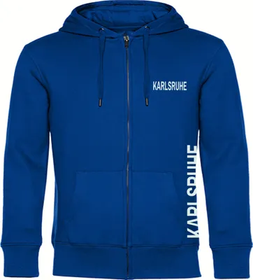 Produktbild von multifanshop Kapuzen Sweatshirt Jacke - Karlsruhe - Brust & Seite, blau, Größe XXL