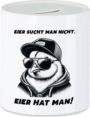 Produktbild von Eier sucht man nicht Eier hat man Cooles Küken Spardose - Humorvolle Geschenkidee