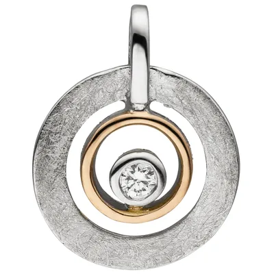 Produktbild von Anhänger 585 Gold Rotgold bicolor eismatt 1 Diamant Brillant