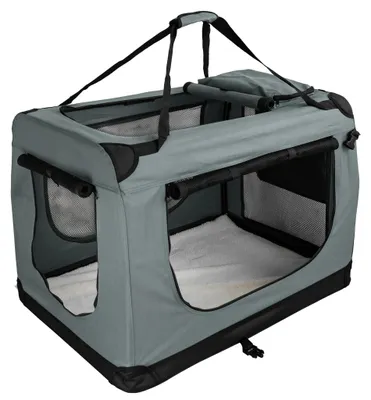 Produktbild von Faltbare Hundebox Transporttasche Transportbox Auto Katze Hunde Kaninchen Dunkelgrau Große Kleine Box Bag Klein Auto Tasche Transport 7 Größen S - XXXXL Petigi, Größe:XL (82 x 57 x 58 cm)