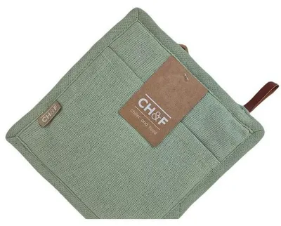 Produktbild von CH&F Topflappen mit Grifftasche 4er Set 20x20 cm – Baumwolle – Bellavarde Celadon