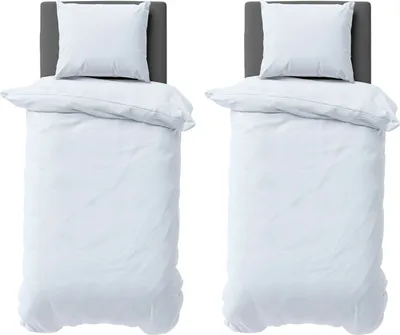 Produktbild von 4 teilige Uni Bettwäsche 155x220 cm Mikrofaser Weiß Bettbezug Garnitur Set