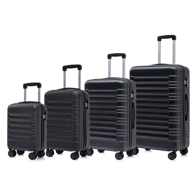 Produktbild von Suitcase Set, Rollkoffer Handgepäck, Kofferset, mit 4 Rollen 360°, Hartschalenreise Zahlenschloss, Weicher Gummigriff (4er Set, S,M,L&XL, Schwarz)