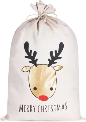 Produktbild von BRUBAKER Weihnachtssack Rentier Gold - Merry Christmas - 80 cm Geschenksack Weihnachten - Nikolaussack, 1 Stück