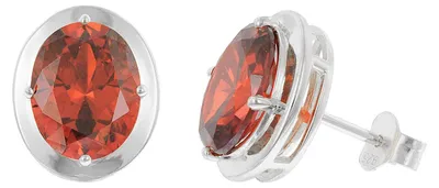 Image de trendor 21340-07 Boucles d'oreilles pour femmes en argent 925 avec zircone cubique rouge padparadscha